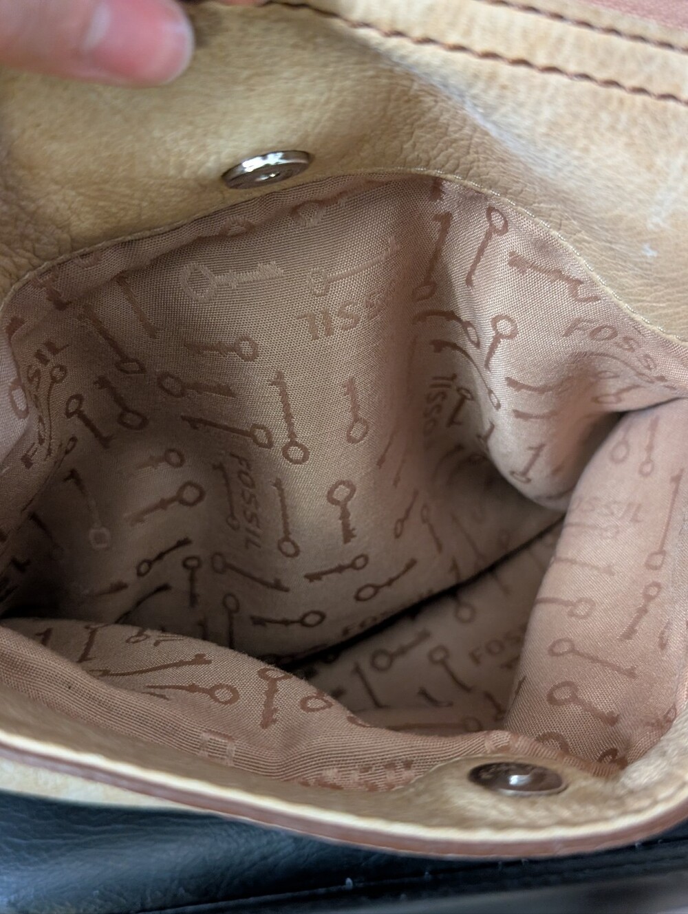 Fossil Beige Tan Leather Shoulder Bag - Picture 8 of 12